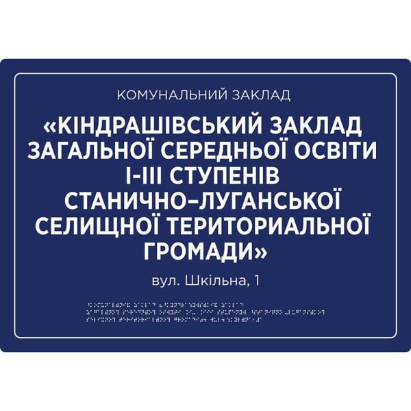 Фасадні вивіски шрифтом Брайля